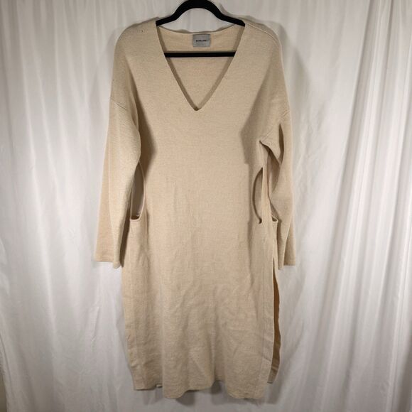Rachel Comey Baby Alpaca Dress Women's Large Ivory Long Sleeve Side Cutouts - Picture 1 of 14
